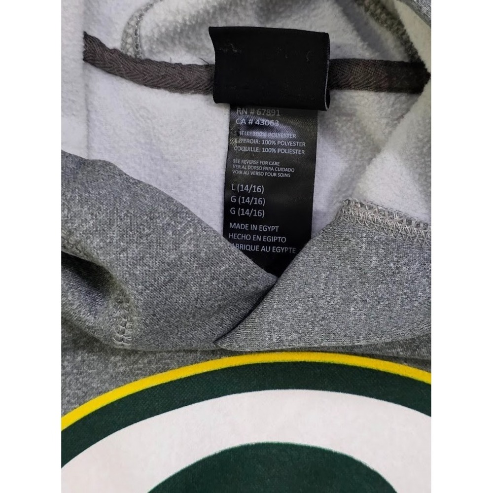 Green‎ Bay Packers Gray Hoodie Fleece Pullover Youth 6/7 Outer Stuff NFL - Picture 4 of 7